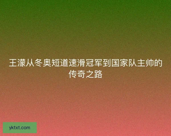 王濛从冬奥短道速滑冠军到国家队主帅的传奇之路
